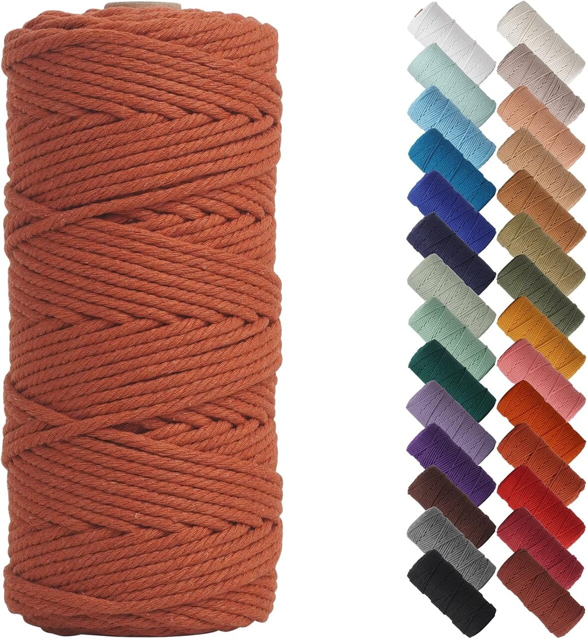 3mm x 109 Yards Natural Macrame Cord, Beige Cotton Rope for Wall Hangings, Plant Hangers, DIY Crafts & Knitting